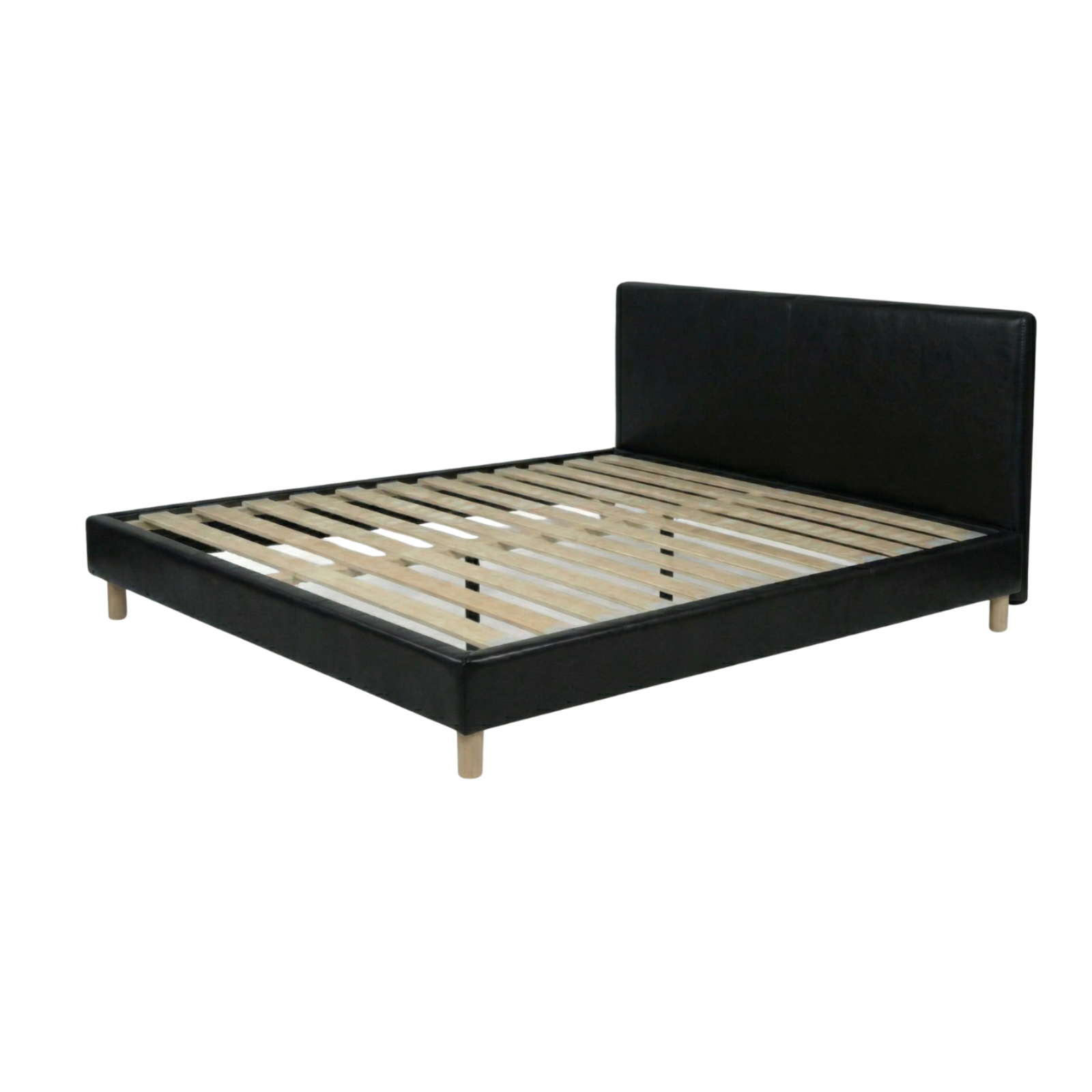 Faux leather bed, headboard, wooden slatted base - Prince Collection