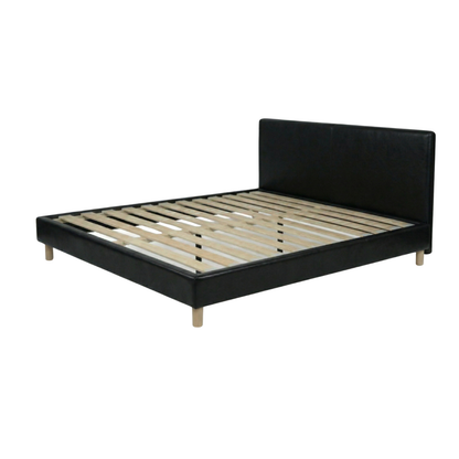 Faux leather bed, headboard, wooden slatted base - Prince Collection