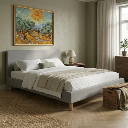 Skandinavisches Stoffbett Marquis: flexibler Lattenrost aus Holz