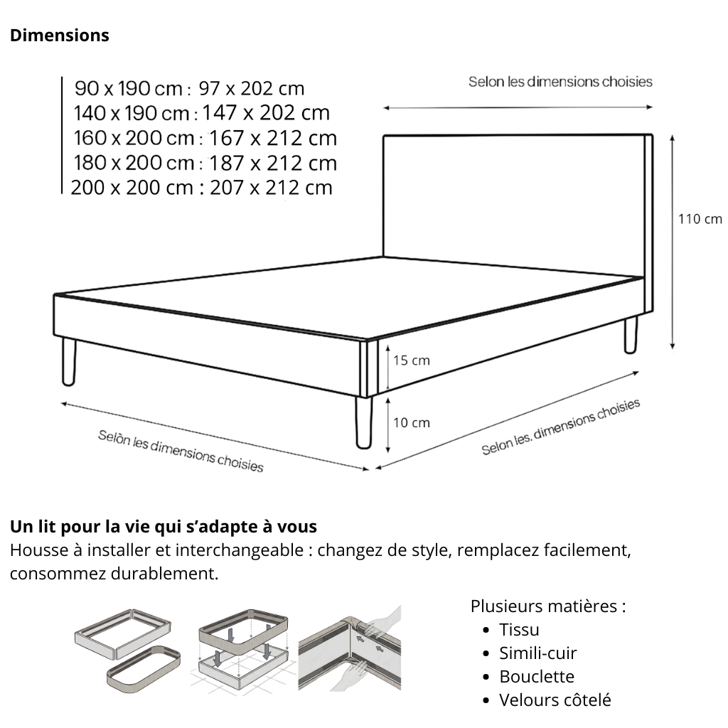 Skandinavisches Stoffbett Marquis: flexibler Lattenrost aus Holz