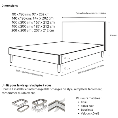 Skandinavisches Stoffbett Marquis: flexibler Lattenrost aus Holz