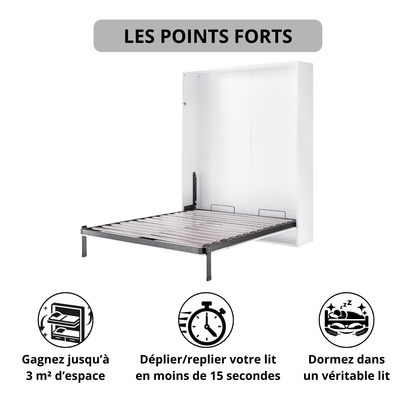 Lit mural escamotable, armoire-lit verticale à ouverture manuelle - Collection modulable