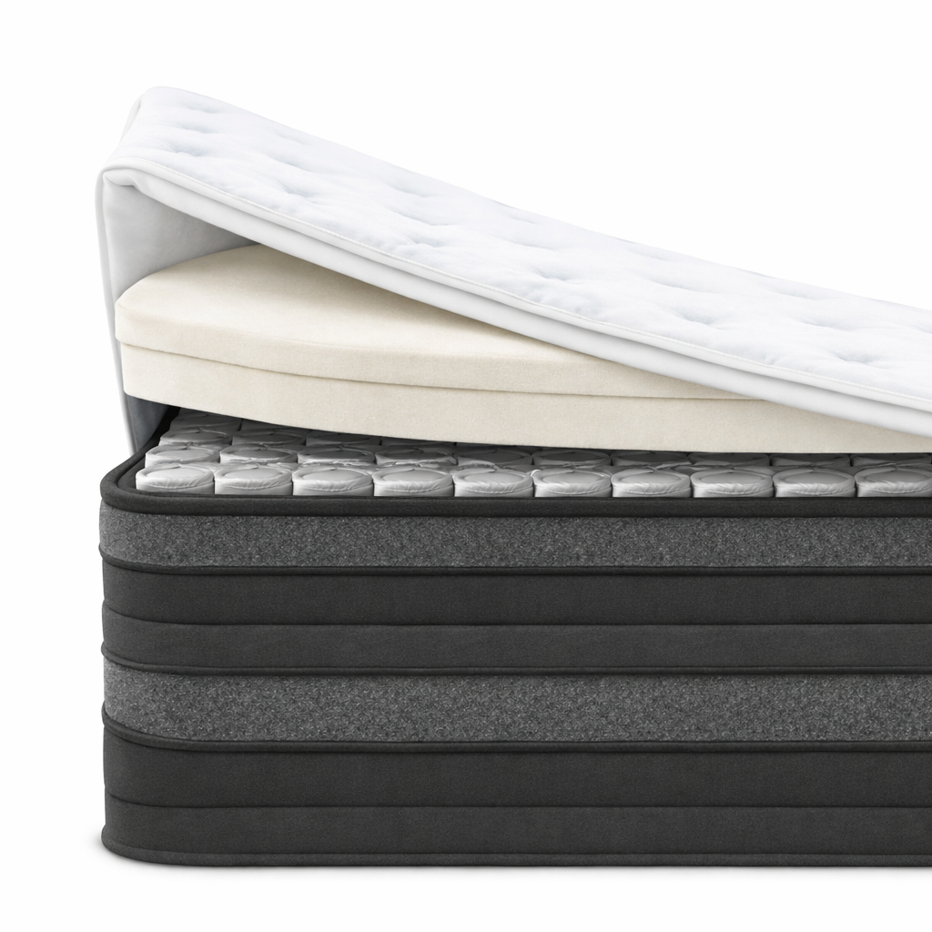 Matelas ressorts ensachés double surmatelas mémoire de forme - Collection Nuage