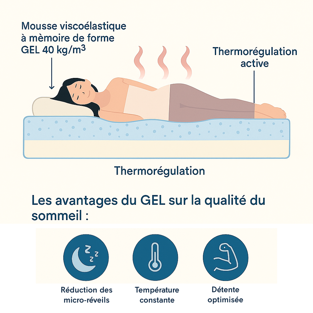 Matelas naturel : Mousse Bambou-Charbon et Ressorts ensachés
