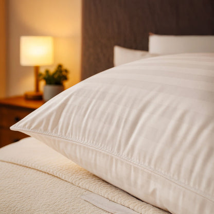 Oreiller plumes de canard et duvet, jacquard strié, confort équilibré - Collection Duvet