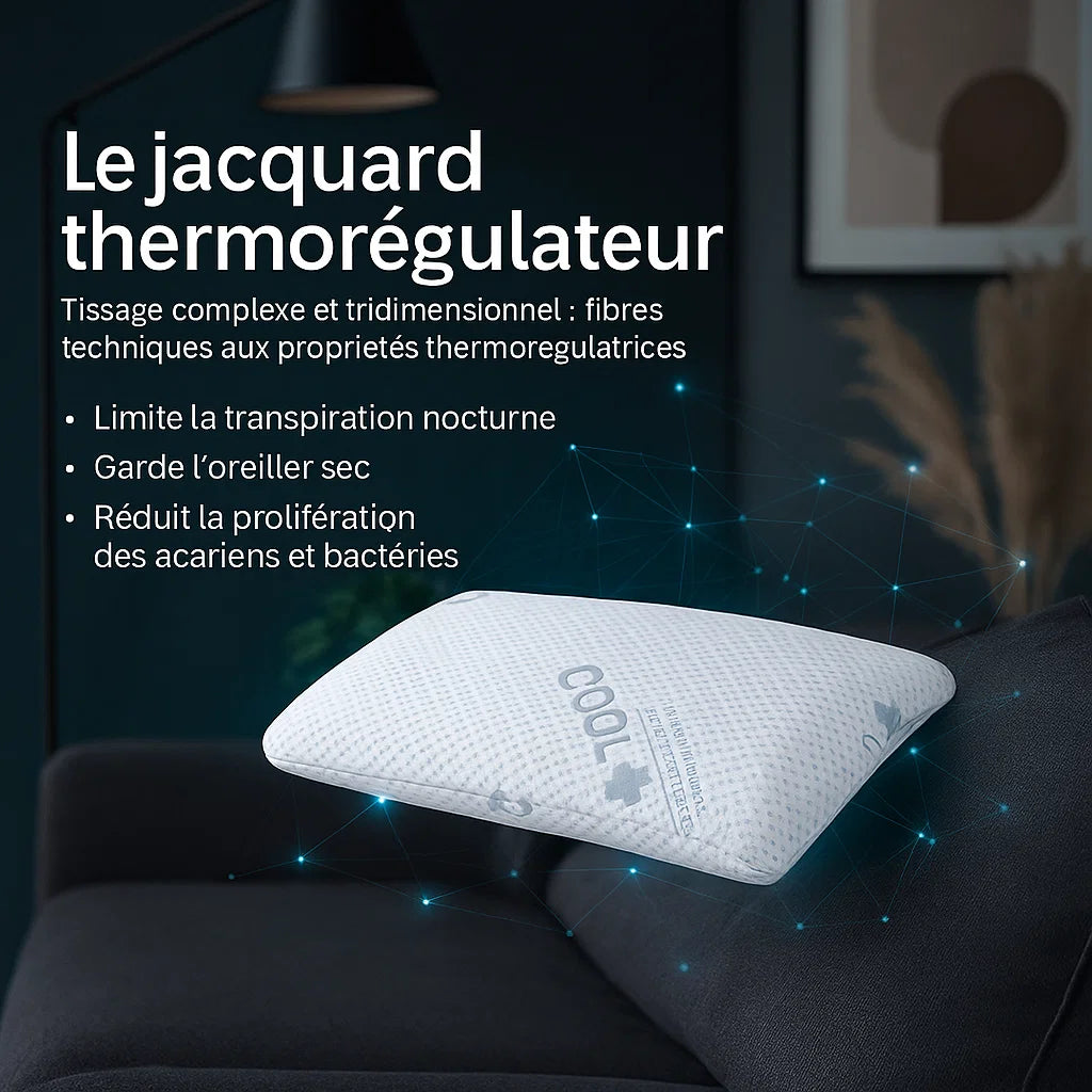 Oreiller mémoire de forme rafraichissant, micro-perforé - Collection Frais