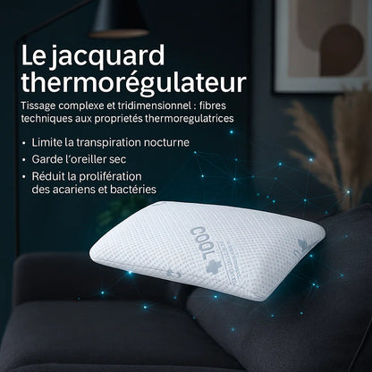 Oreiller mémoire de forme rafraichissant, micro-perforé - Collection Frais
