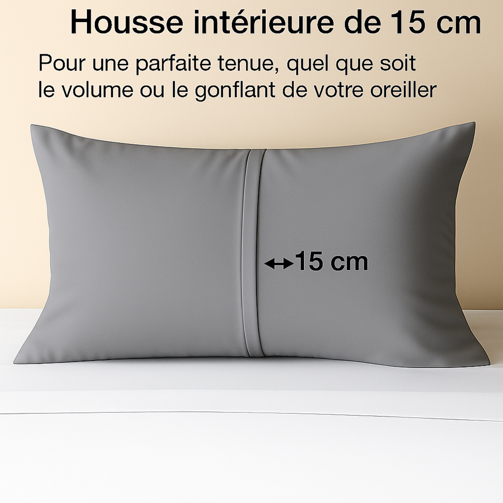 Parure de lit complète gris perle, polyester, douce, hypoallergénique - Collection Unie