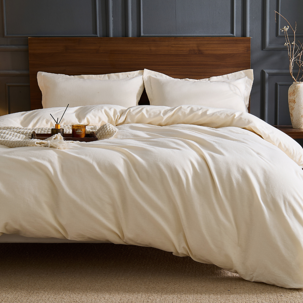 Parure de lit en lin naturel, linge haut de gamme, respirant et durable - Collection Lin