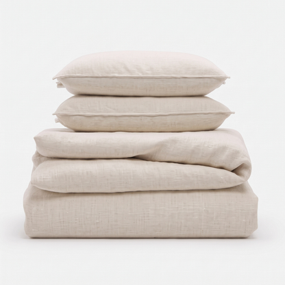 Parure de lit en lin naturel, linge haut de gamme, respirant et durable - Collection Lin