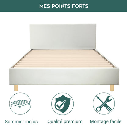 Skandinavisches Stoffbett Marquis: flexibler Lattenrost aus Holz