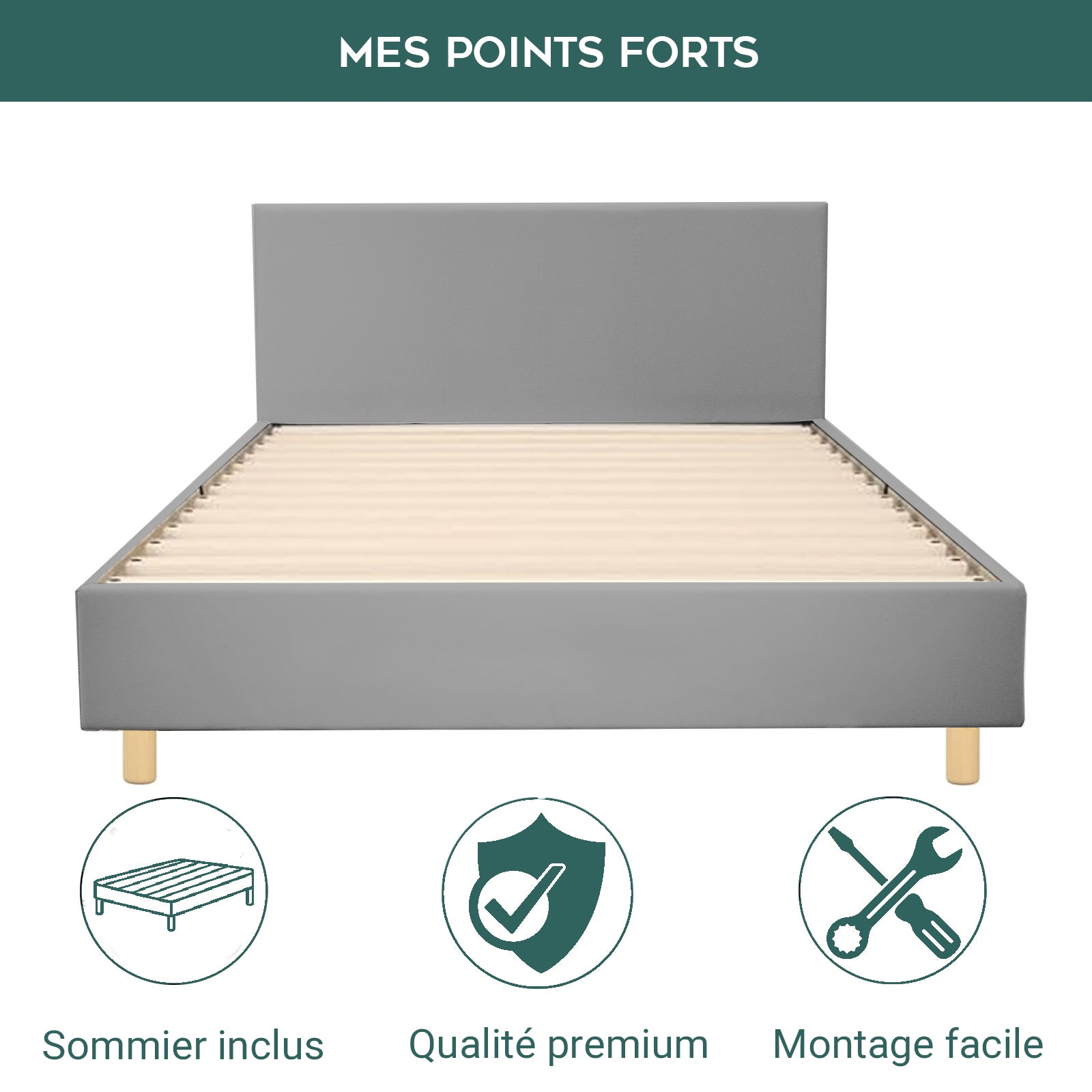 Skandinavisches Stoffbett Marquis: flexibler Lattenrost aus Holz