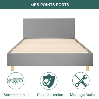 Skandinavisches Stoffbett Marquis: flexibler Lattenrost aus Holz