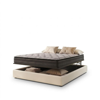 Ensemble lit coffre parallèle et matelas hybride - Collection Simili cuir