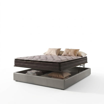 Ensemble lit coffre parallèle et matelas hybride - Collection Simili cuir