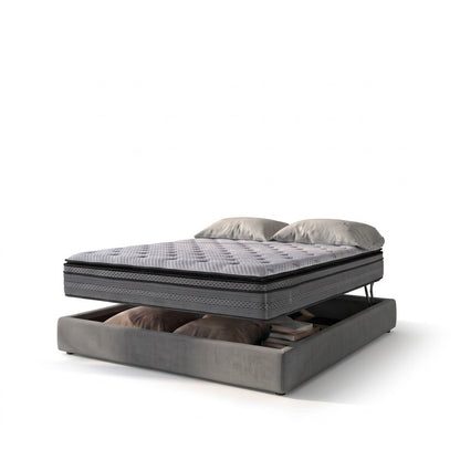 Ensemble lit coffre parallèle et matelas hybride - Collection Tissu