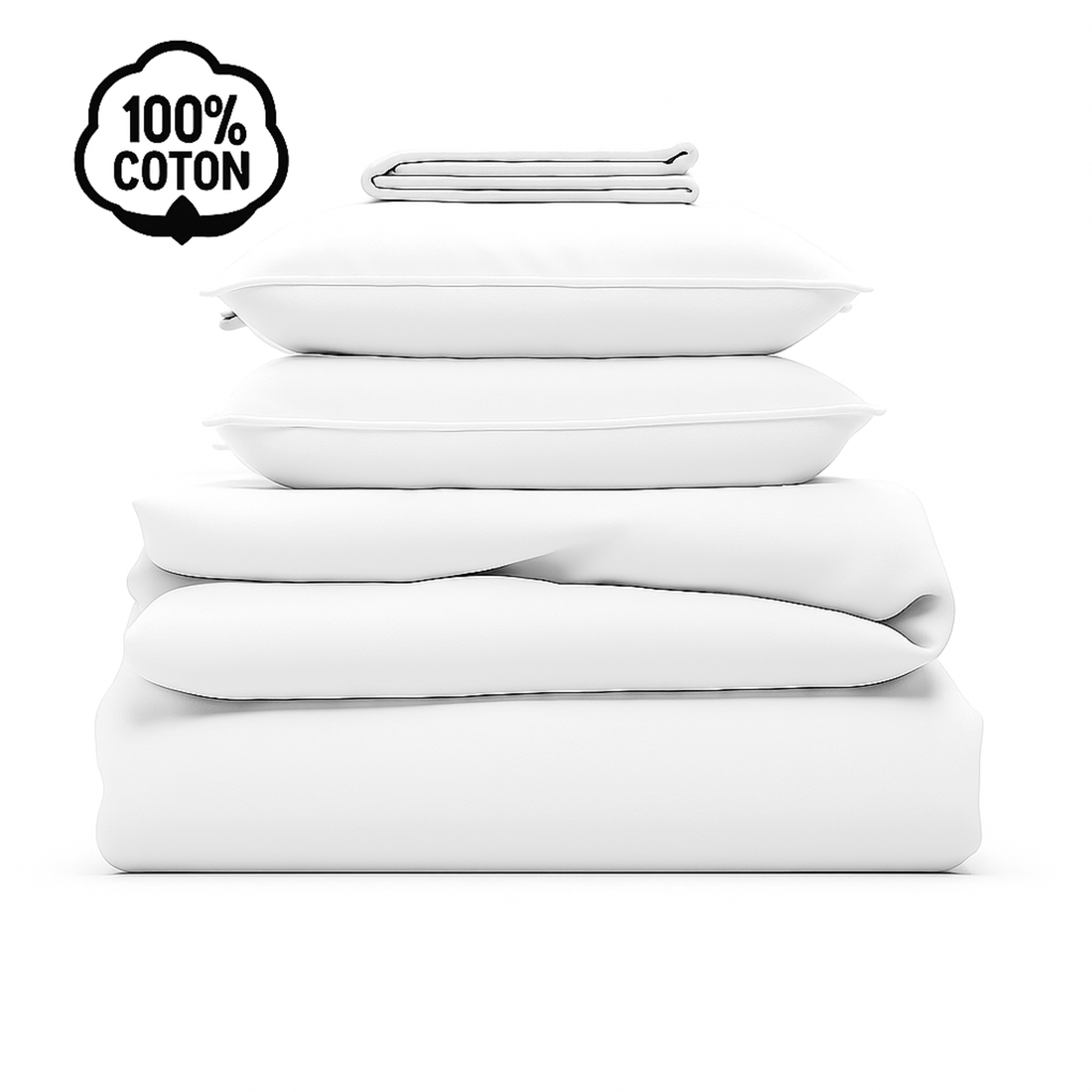 Parure en coton confortable et naturel : Blanc