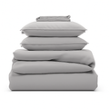 Parure de lit complète gris perle, polyester, douce, hypoallergénique - Collection Unie