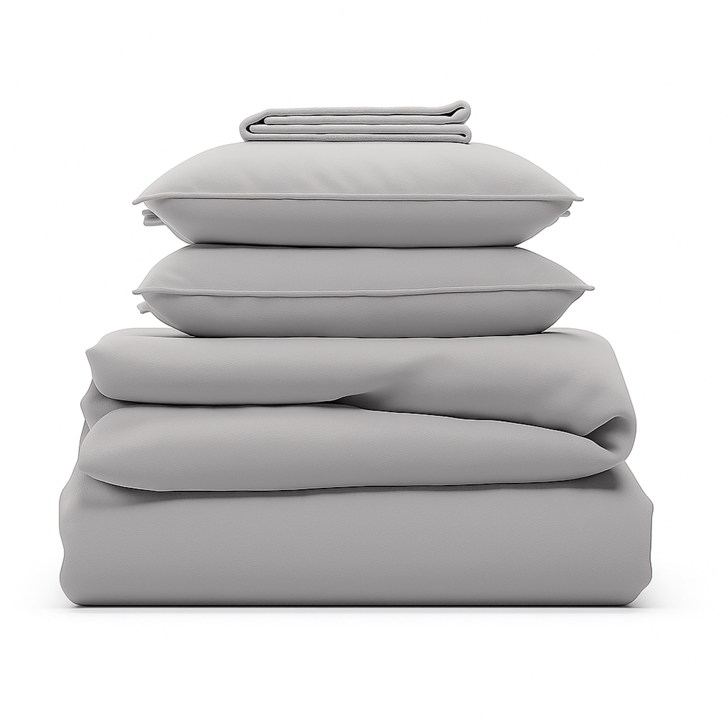 Parure de lit complète gris perle, polyester, douce, hypoallergénique - Collection Unie