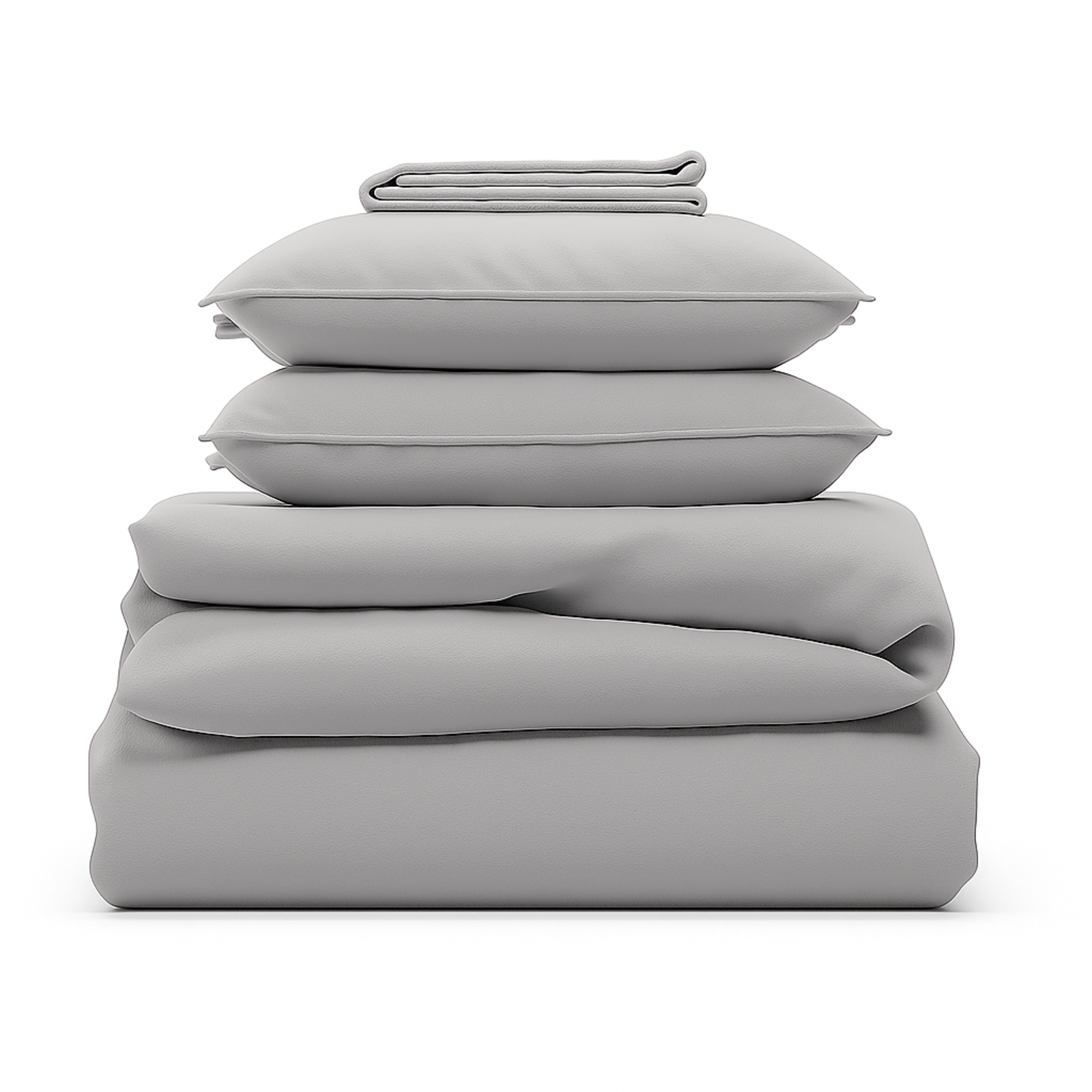 Parure de lit complète gris perle, polyester, douce, hypoallergénique - Collection Unie