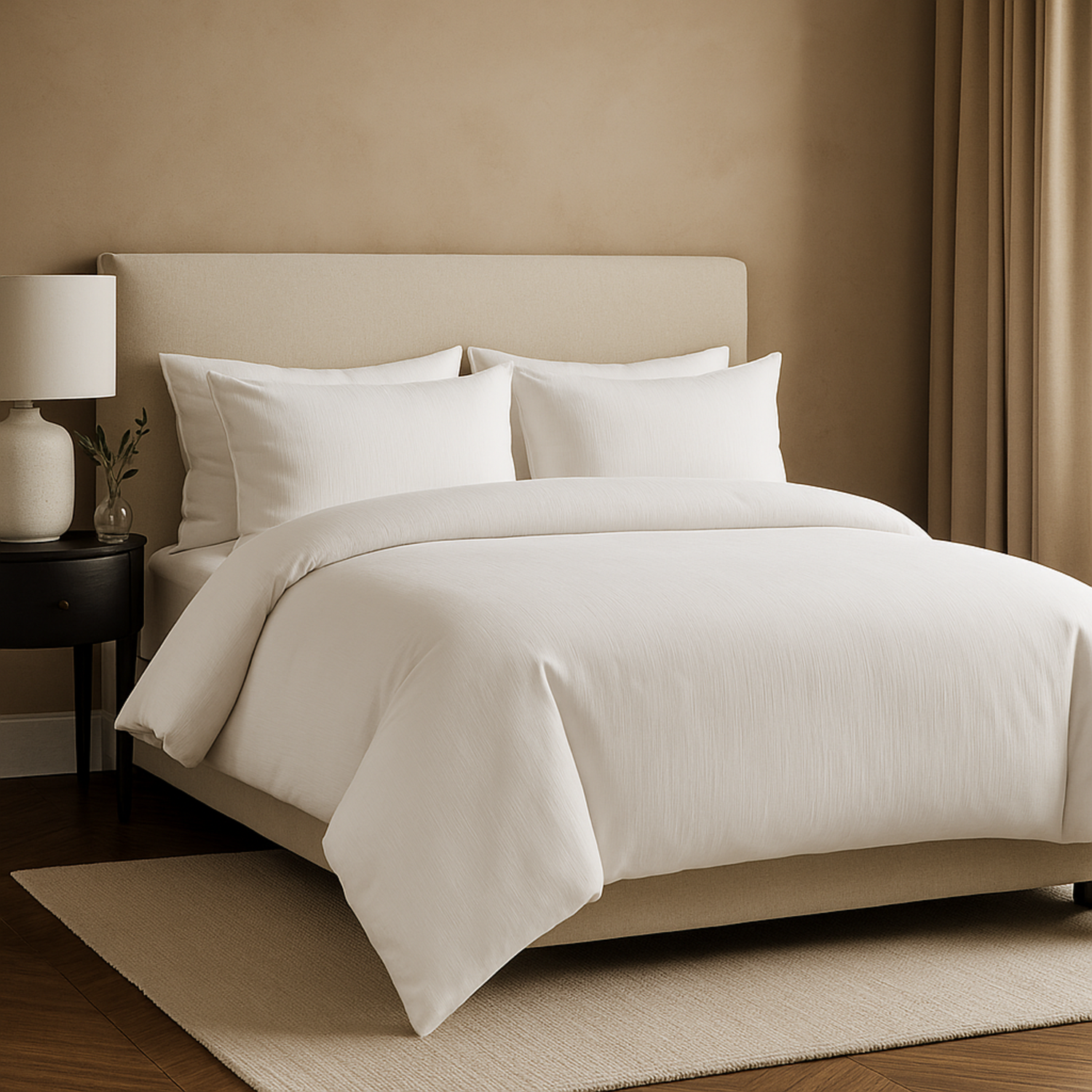 Parure en coton confortable et naturel : Blanc