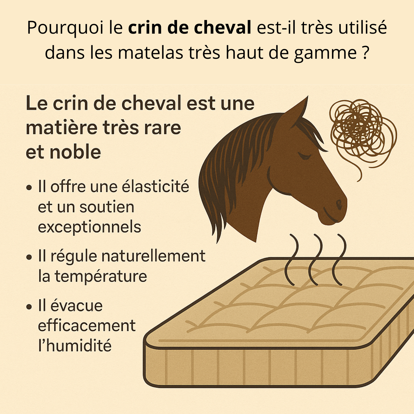 Matelas latex 35 cm, crin de cheval, mémoire de forme et ressorts ensachés - Collection Amethyste