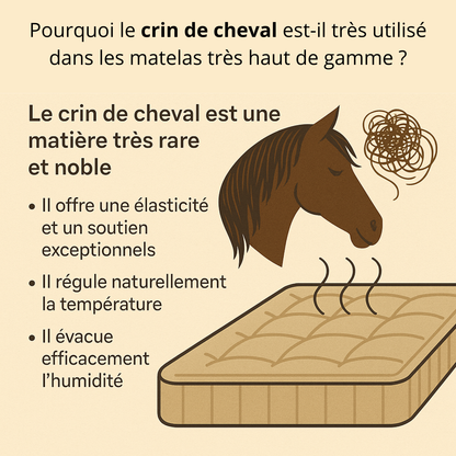 Matelas latex 35 cm, crin de cheval, mémoire de forme et ressorts ensachés - Collection Amethyste