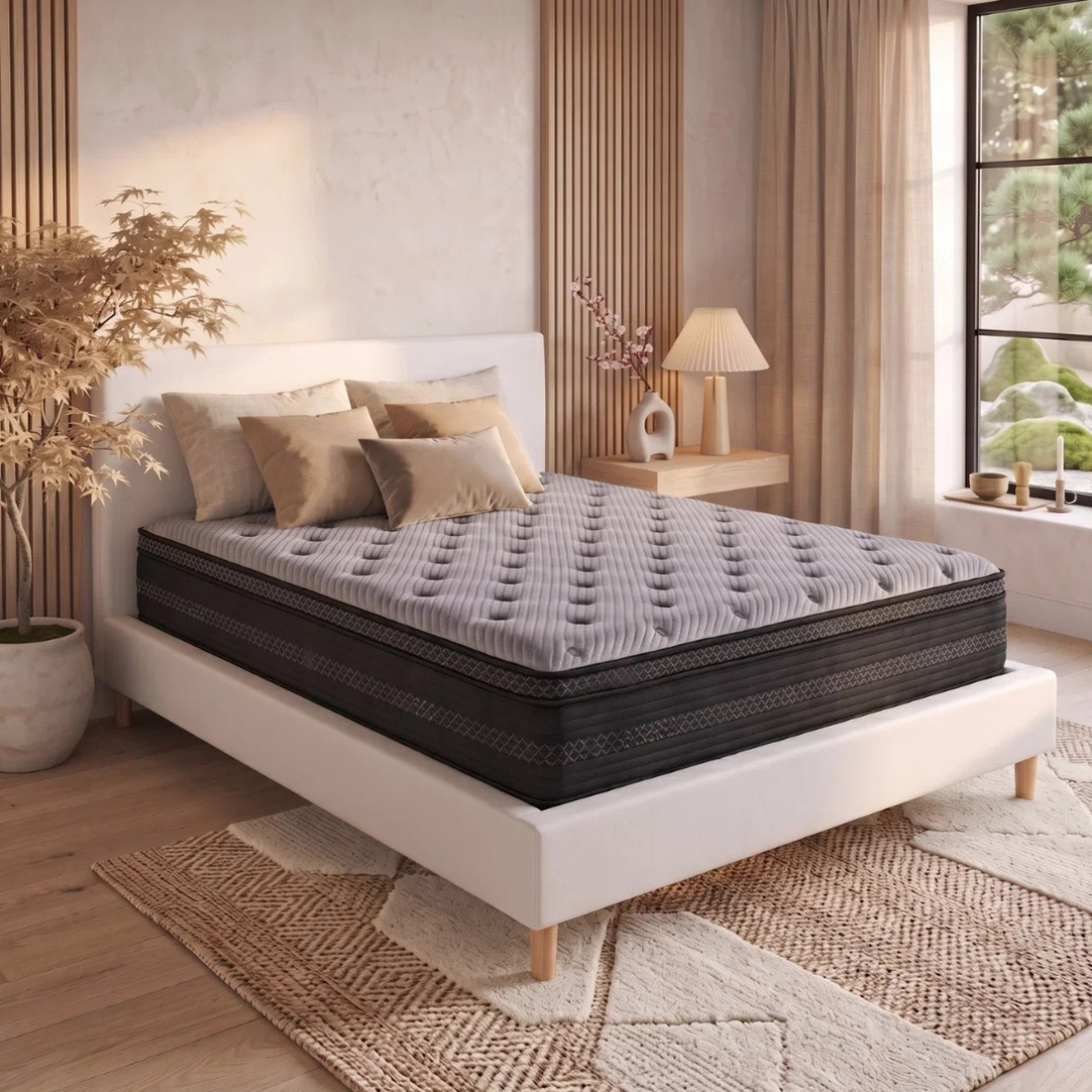 Matelas ressorts ensachés double surmatelas mémoire de forme - Collection Nuage