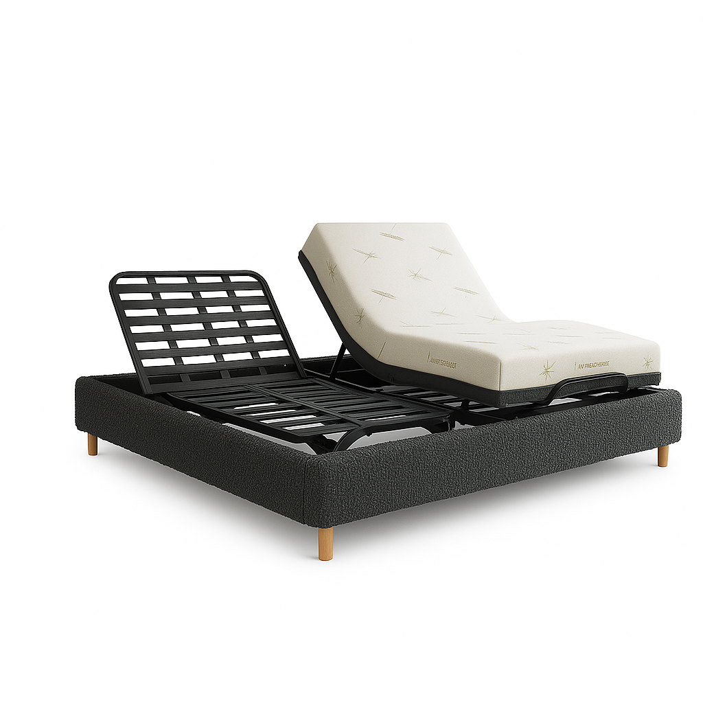 Pack lit électrique orthopédique bouclette gris Orthoflex : matelas inclus