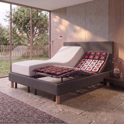 Pack lit électrique orthopédique, tissu gris foncé, matelas inclus - Collection Technoflex
