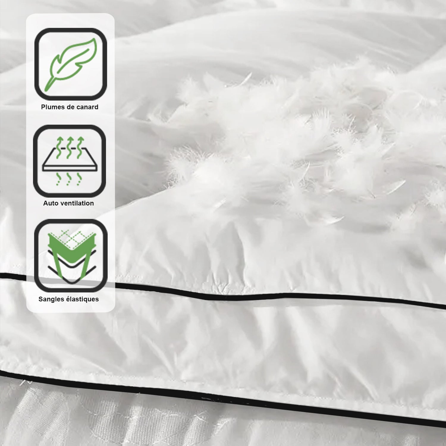 100% duck feather mattress topper, soft and ergonomic - XXL Feather Collection