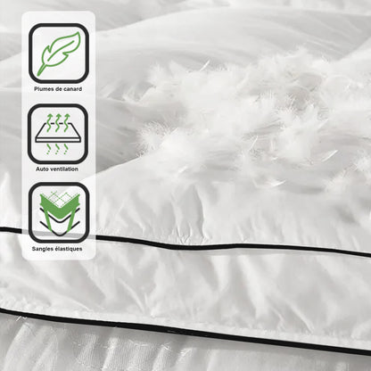 100% duck feather mattress topper, soft and ergonomic - XXL Feather Collection
