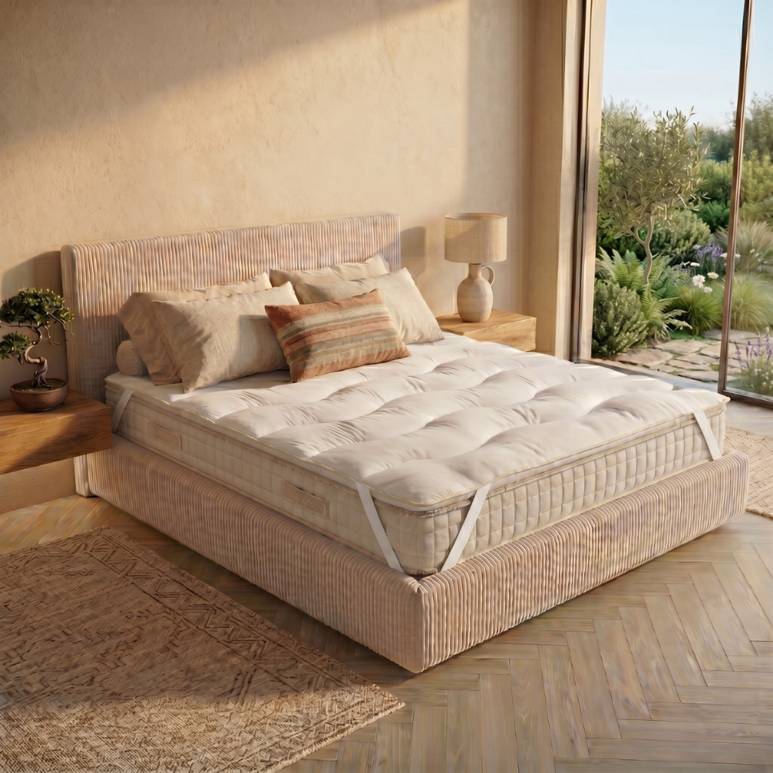 Cloud mattress topper: microfiber and mattress protector