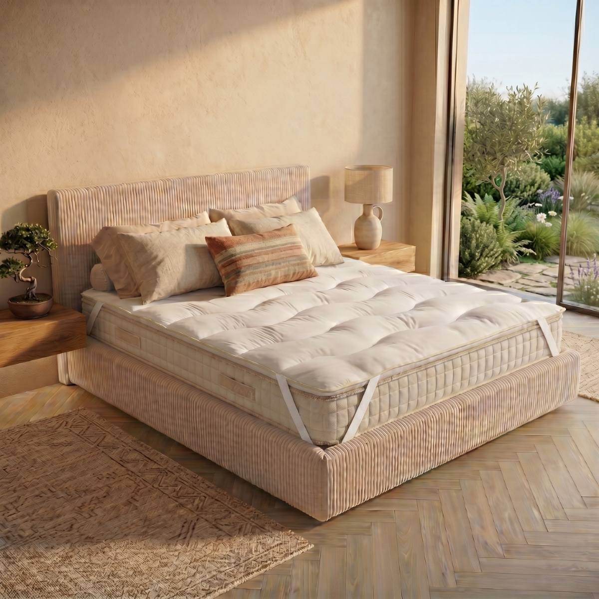 Cloud mattress topper: microfiber and mattress protector