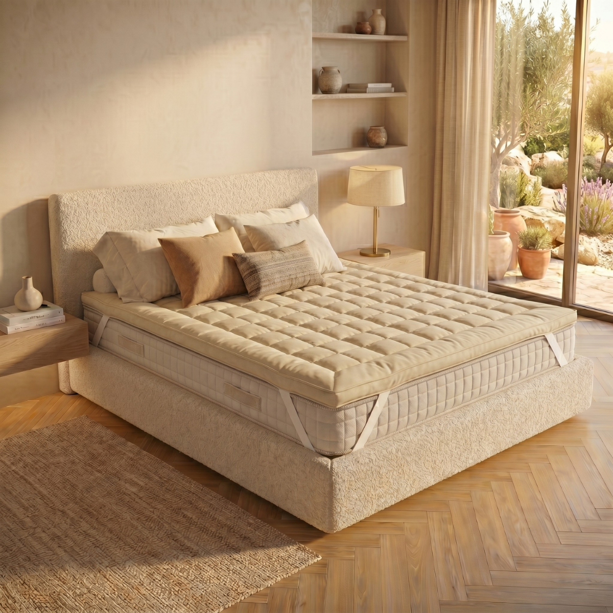 100% Organic Merino Wool Mattress Topper with Elasticated Fitted Sheets - Fjord Collection