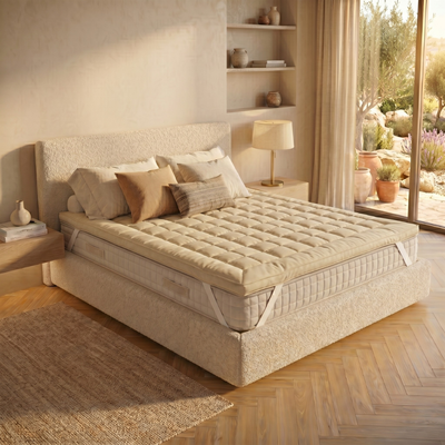 Surmatelas laine Mérinos 100% biologique, bonnet élastique - Collection Fjord