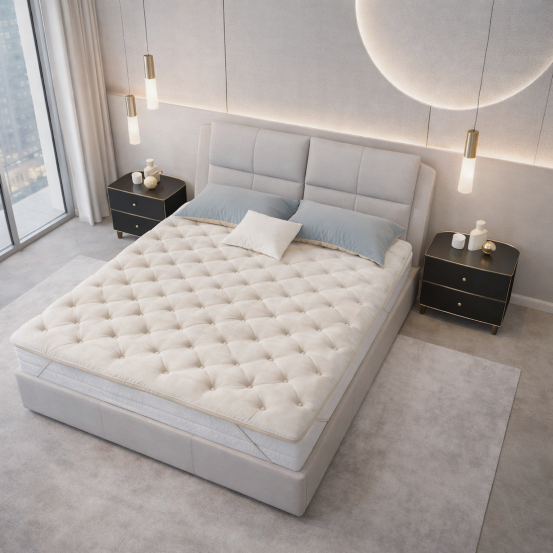 Surmatelas latex et mémoire de forme, enveloppe Bamboo - Collection Latex