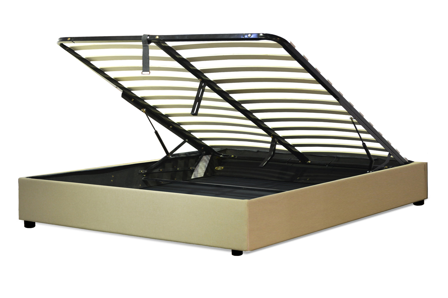 Vegas Bett mit Stauraum: Untergestell aus Kunstleder oder Stoff mit flexiblen Latten