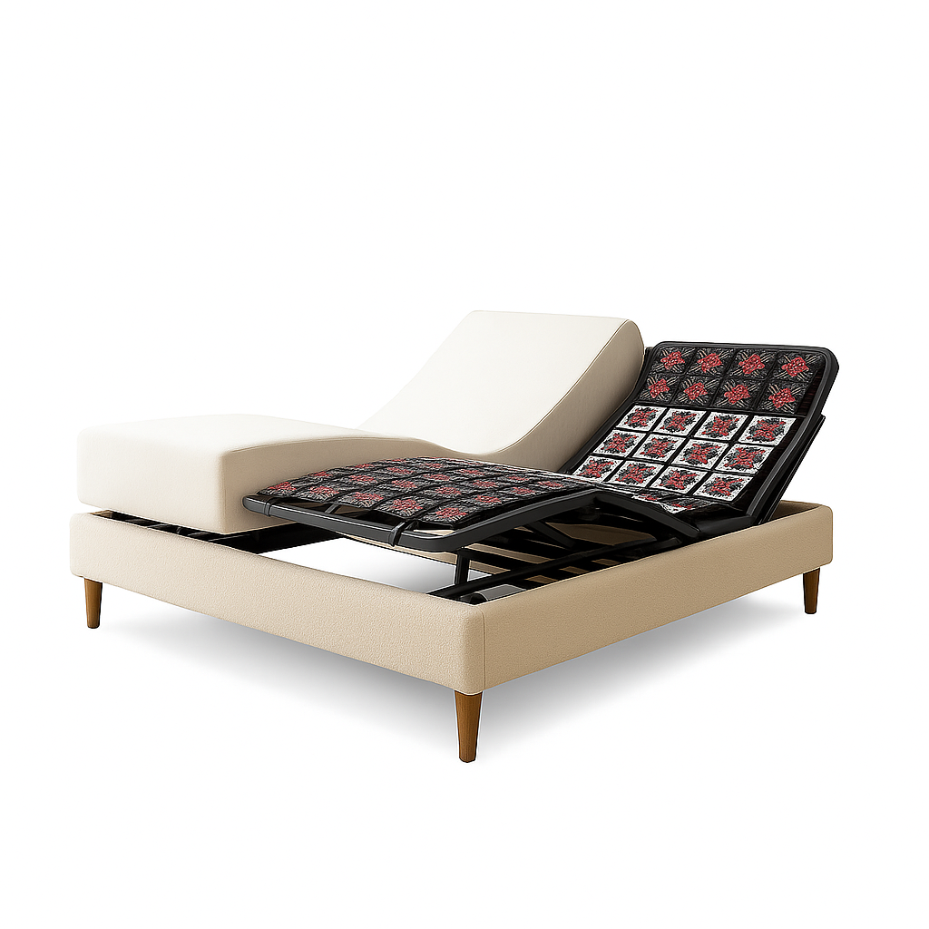 Pack lit électrique orthopédique, bouclette sable, matelas inclus - Collection Technoflex