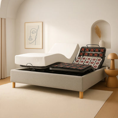Pack lit électrique orthopédique, bouclette gris, matelas inclus - Collection Technoflex