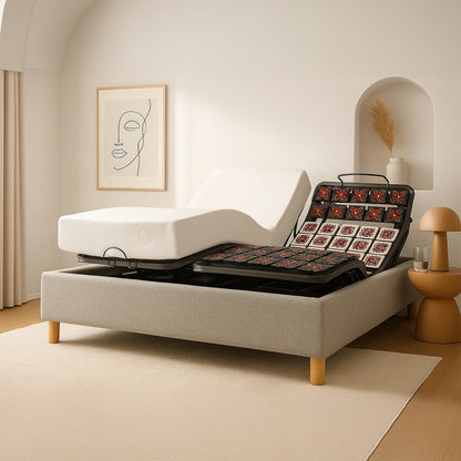 Pack lit électrique orthopédique, bouclette gris, matelas inclus - Collection Technoflex