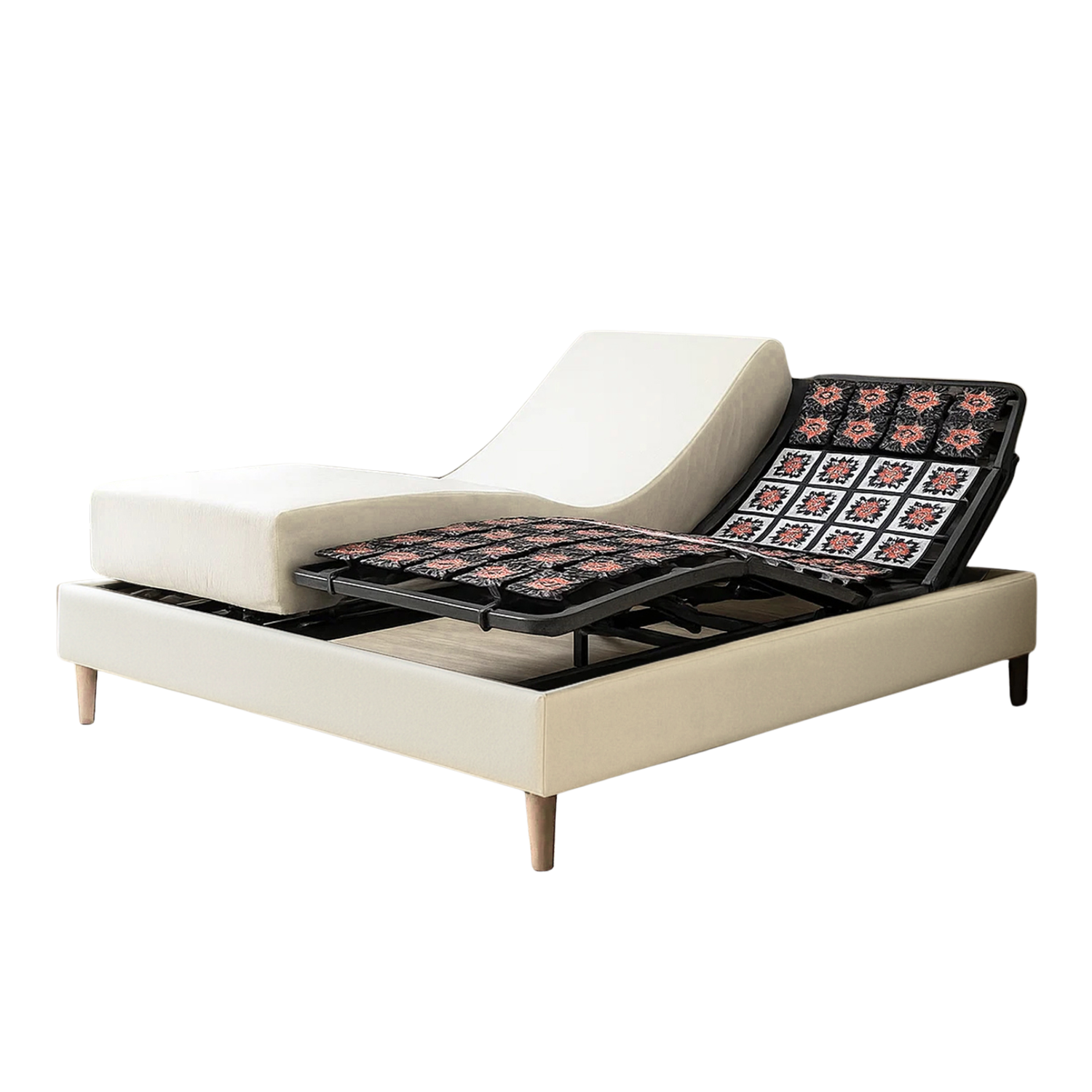 Pack lit électrique orthopédique, simili cuir blanc, matelas inclus - Collection Technoflex