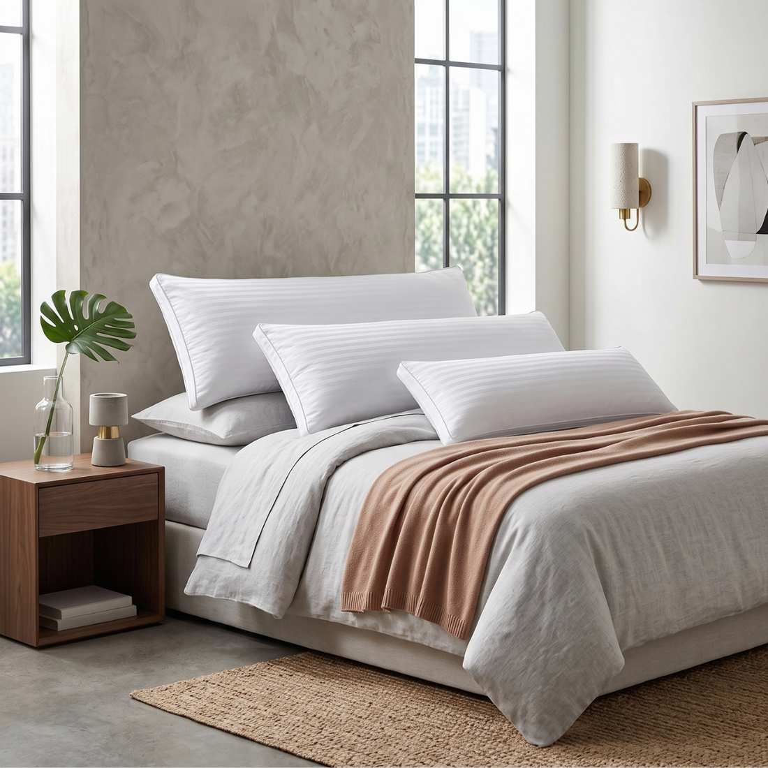 Traversin Hôtel Microfibre Tissu Jacquard Déhoussable - Collection Hôtellerie