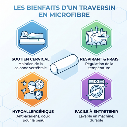 Traversin Cervical Microfibre Bambou et Déhoussable - Collection Respirant