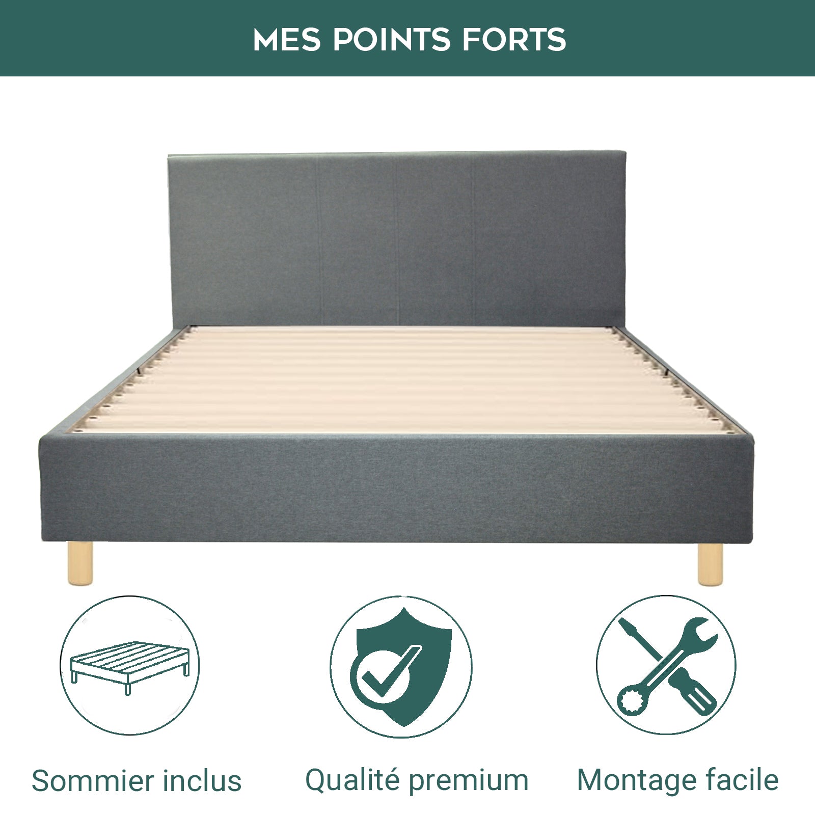 Skandinavisches Stoffbett Marquis: flexibler Lattenrost aus Holz
