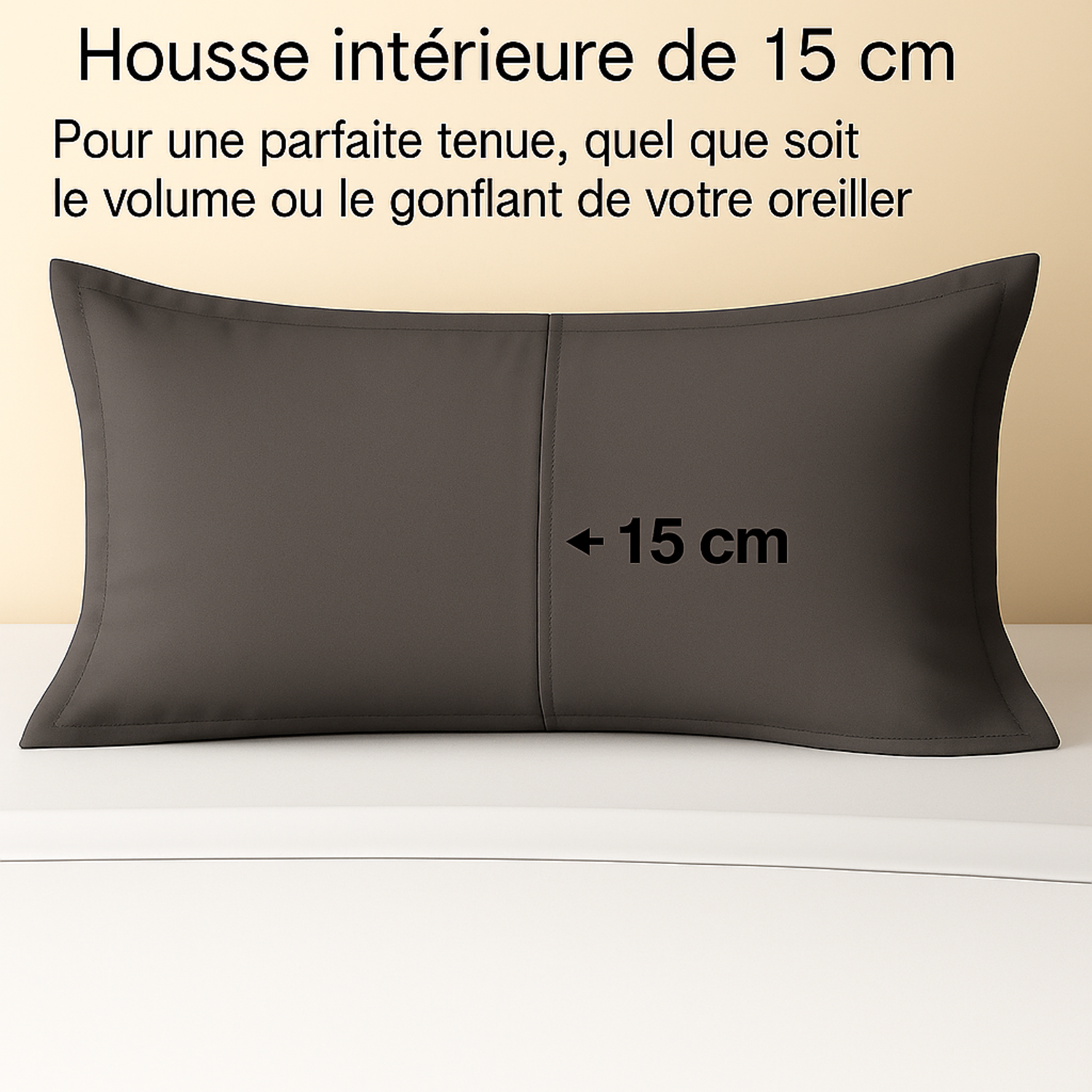 Taie d’oreiller unie, douce et respirante : Gris ardoise