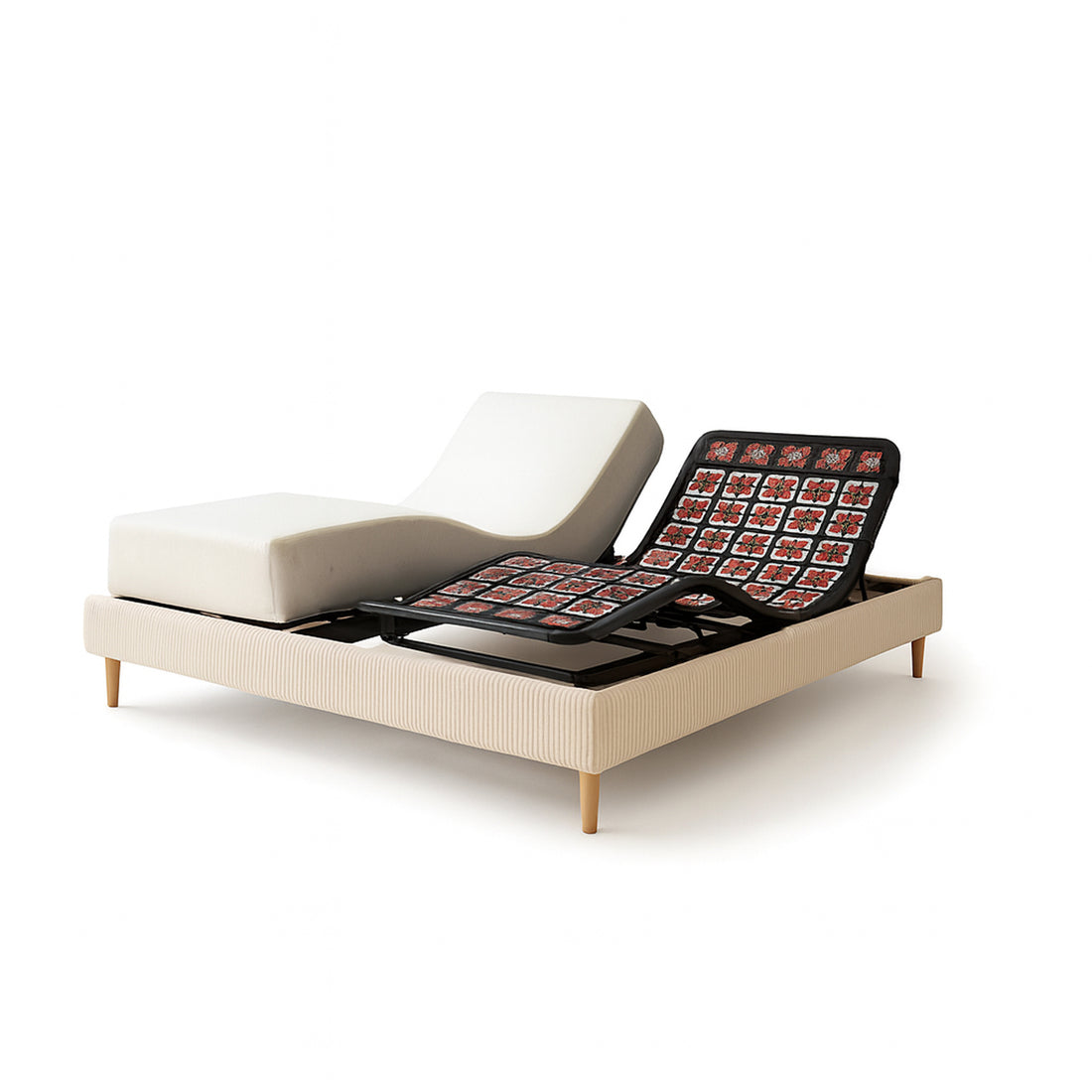 Pack lit électrique orthopédique, velours côtelé sable, matelas inclus - Collection Technoflex