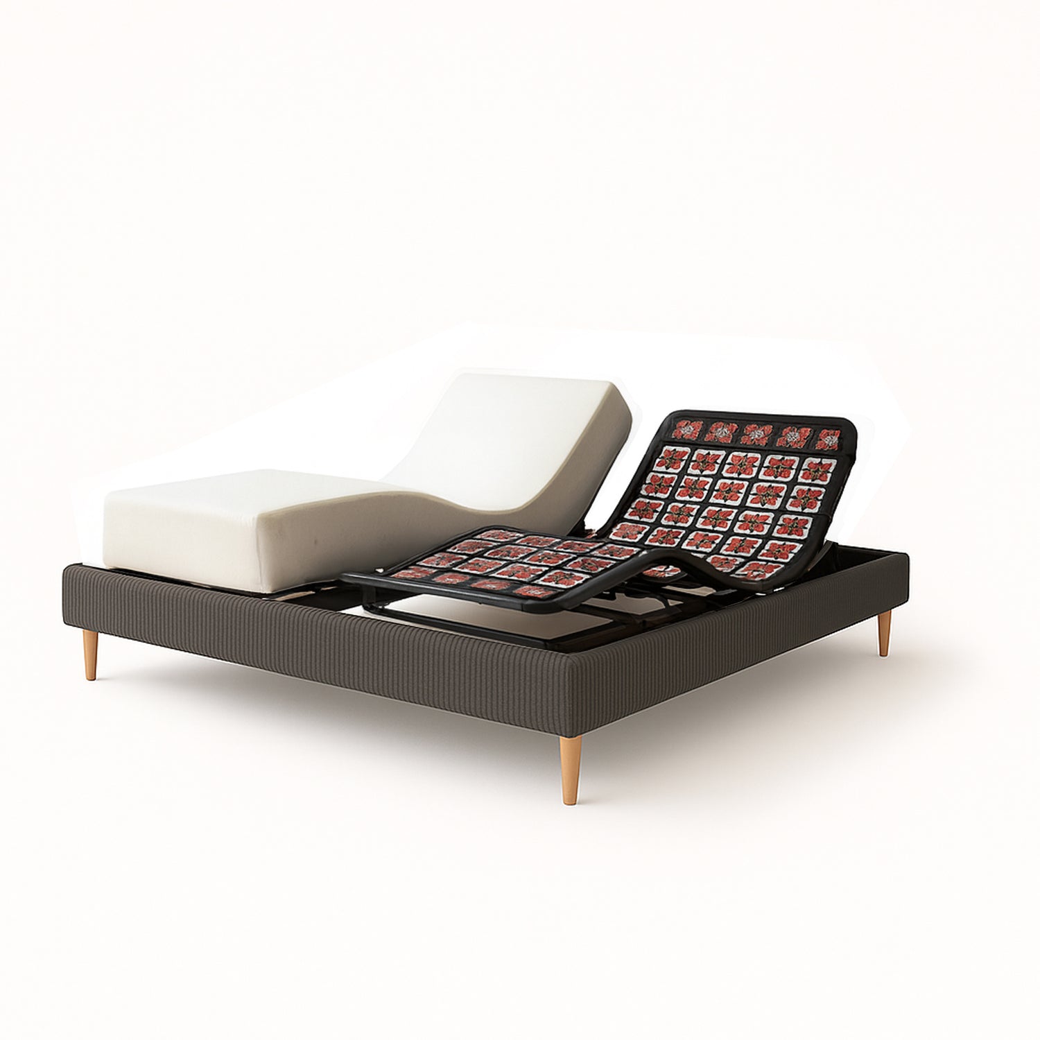 Pack lit électrique orthopédique, velours côtelé gris, matelas inclus - Collection Technoflex