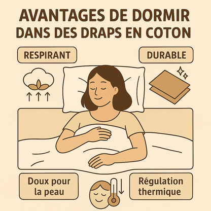 Parure en coton confortable et naturel : Blanc