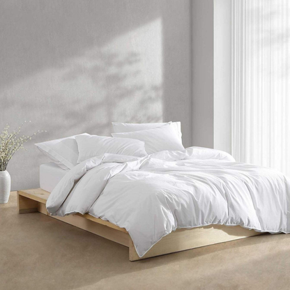 Complete white bedding set, polyester, soft, hypoallergenic - Solid Color Collection